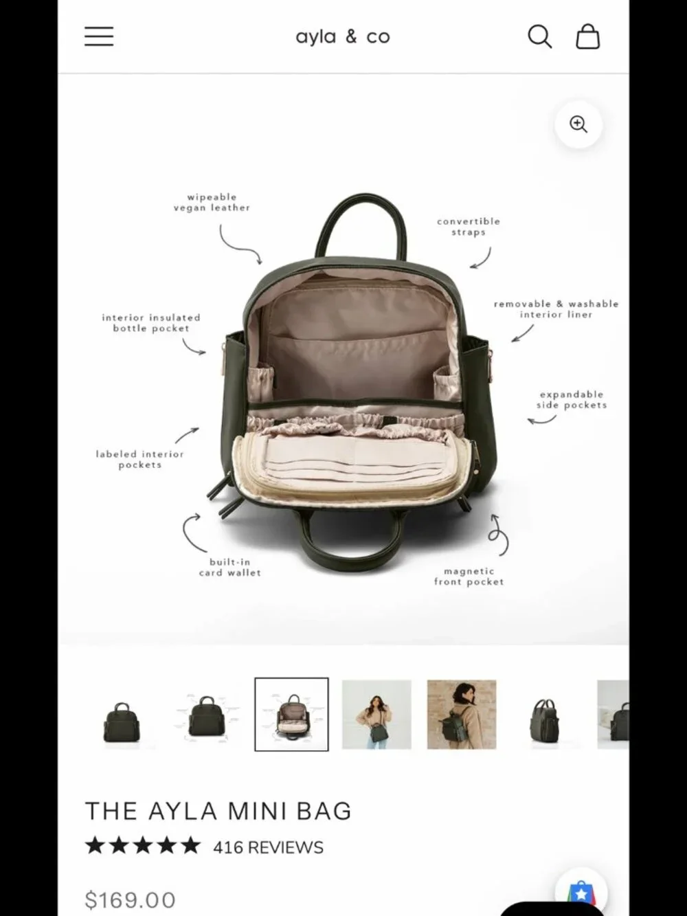 Ayla & Co Mini Diaper Bag-Oliva Green